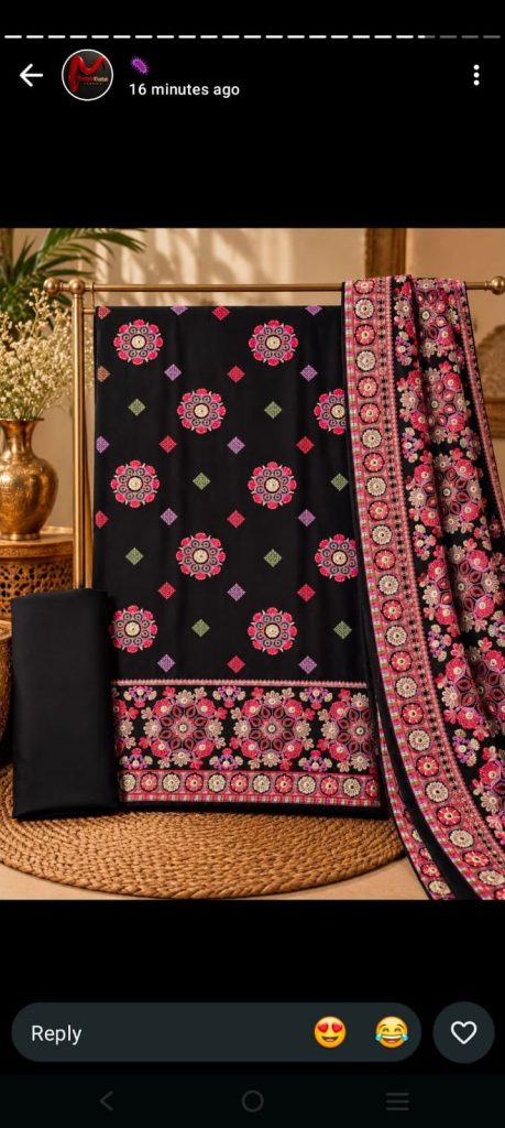 karandi 3 piece suit with karandi Emborided shawl